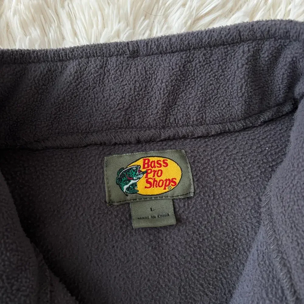 Bass Pro Shops Men's 1/4 Zip Gray Fleece Embroidered Logo, size L - Picture 3 of 7